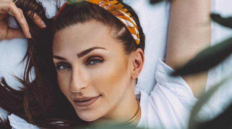 Facial portrait of woman with bandana